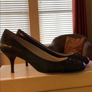 Michael Kors Fulton Black Crinkled Patent Shoe